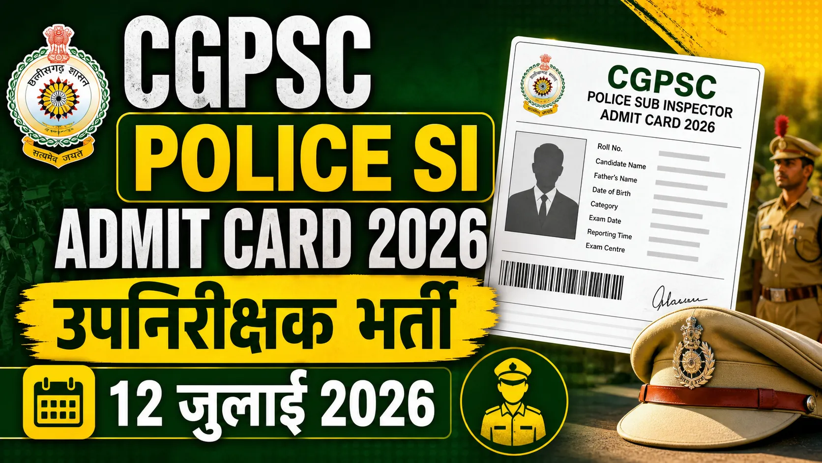CGPSC Police SI Admit Card 2026 (CGPSC पुलिस SI एडमिट कार्ड 2026)